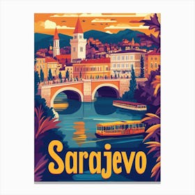 Aihrgdesign A 1970s Inspired Travel Poster For Sarajevo 1 Canvas Print