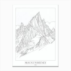 Mount Whitney Usa Line Drawing 6 Poster Canvas Print