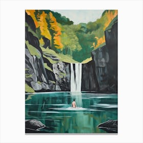Wild Swimming At Sgwd Yr Eira Waterfall Wales Canvas Print