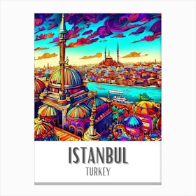 Istanbul Colorful Cityscape 1 Canvas Print
