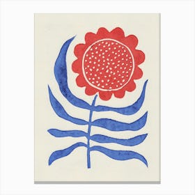 Red Flower / Lino Print Canvas Print