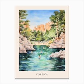 Swimming In Corsica France 4 Watercolour Poster Canvas Print