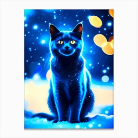 Blue Cat In The Snow Canvas Print