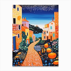 Sorrento, Italy, Illustration In The Style Of Pop Art 1 Canvas Print