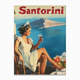 Aihrgdesign A Mid Century Modern Travel Poster For Santorini 2 Canvas Print