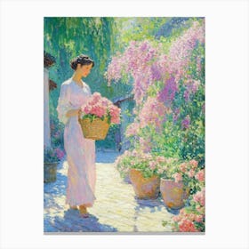 Woman In A Garden Canvas Print