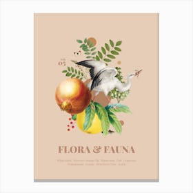 Flora & Fauna with White Storck Canvas Print