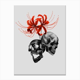 Skulls And Flowers Canvas Print