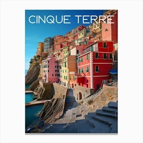 Colourful Cinque Terre Italy travel poster Art Print Canvas Print