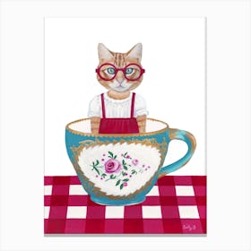 Ginger Cat In A Cup Canvas Print