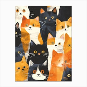 Repeatable Artwork With Cute Cat Faces 6 Canvas Print