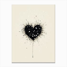 Black Heart Dripping Paint Canvas Print