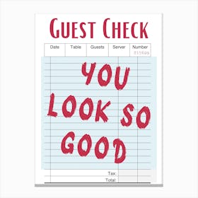 Guest Check 14 Canvas Print