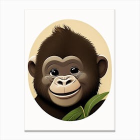 Baby Gorilla Smiling, Gorillas Cute Kawaii 3 Canvas Print