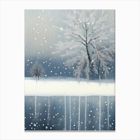 Snowflakes Falling By A Lake, Snowflakes, Rothko Neutral Canvas Print