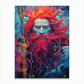  A Silk Screen Portrait Of Poseidon With Trident 2 Canvas Print