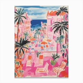 Palermo, Sicily   Italy Beach Club Lido Watercolour 1 Canvas Print