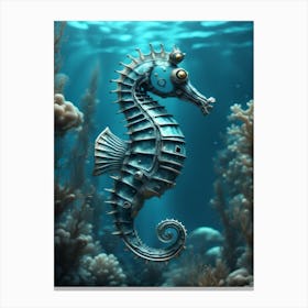 Blue Seahorse Canvas Print