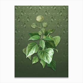 Vintage Common Ivy Botanical on Lunar Green Pattern n.1060 Canvas Print