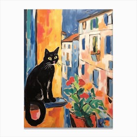 Painting Of A Cat In Orvieto Italy Canvas Print