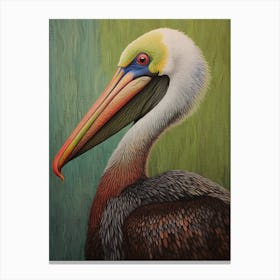 Ohara Koson Inspired Bird Painting Brown Pelican 3 Canvas Print