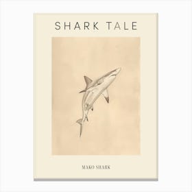 Mako Shark Vintage Illustration 3 Poster Canvas Print