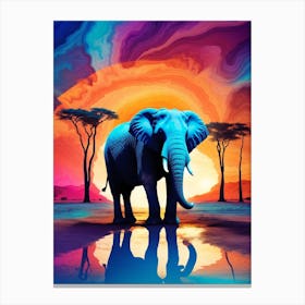 Elephant At Sunset Canvas Print