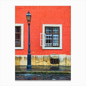 Open Window And Street Lamp Canvas Print