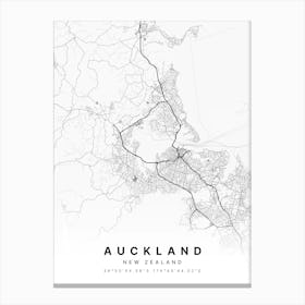 Auckland New Zealand White Map Canvas Print