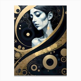 Porcelain Face Broken Dreams In Gold And Black Canvas Print