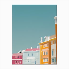 Seaside Art Print Row Of Houses Sunny Day Summer Brighton South Coast England Hotels Canvas Print