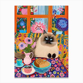 Tea Time With A Himalayan Cat 4 Canvas Print