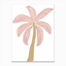 Palm In Pink Summer Beach Illustration Canvas Print