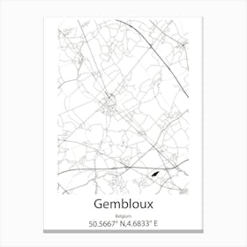 Gembloux,Belgium Minimalist Map Canvas Print