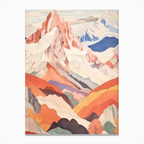 Alpamayo Peru 4 Colourful Mountain Illustration Canvas Print