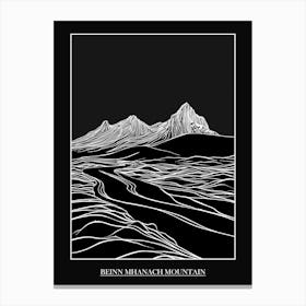 Beinn Mhanach Mountain Line Drawing 4 Poster Canvas Print