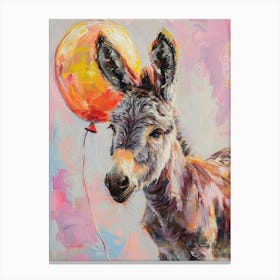 Cute Donkey 2 With Balloon Canvas Print