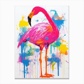Colourful Bird Painting Flamingo 3 Canvas Print