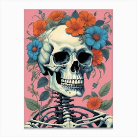 Floral Skeleton In The Style Of Pop Art (37) Canvas Print