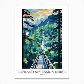 Capilano Suspension Bridge Park, Canada, Colourful 3 Travel Poster Canvas Print