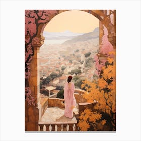 Tenerife Spain 4 Vintage Pink Travel Illustration Canvas Print