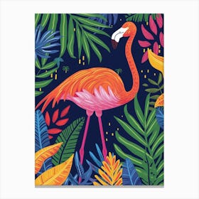 Greater Flamingo Celestun Yucatan Mexico Tropical Illustration 10 Canvas Print