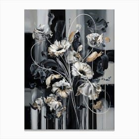 Abstract Bouquet Of Flowers Against A Black And White Backdrop Canvas Print