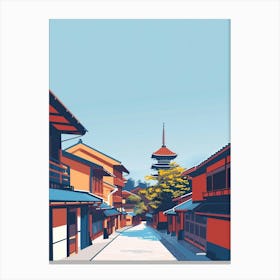 Gion District Kyoto 2 Colourful Illustration Canvas Print