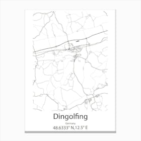 Dingolfing,Germany Minimalist Map Canvas Print