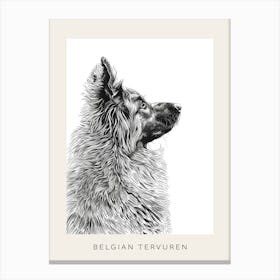 Belgian Tervuren Dog Line Sketch 1 Poster Canvas Print