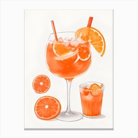 Aperol With Ice And Orange Watercolor Vertical Composition 53 Canvas Print