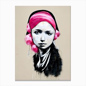 The Girl With The Pearl Earring Graffiti Street Art 3 Canvas Print