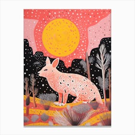 Linocut Polka Dot Inspired Animal In The Wild 2 Canvas Print