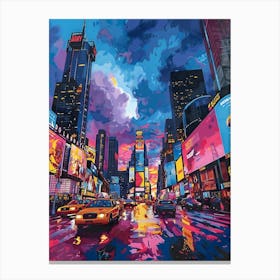 Times Square At Sunset, Vibrant, Bold Colors, Pop Art Canvas Print